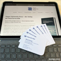 Internetseite und Visitenkarten des Verlages Hagen University Press an der FernUniversität